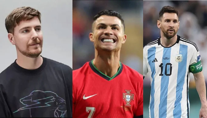 “MrBeast” dọa sẽ liên minh Messi để đánh hội đồng Ronaldo